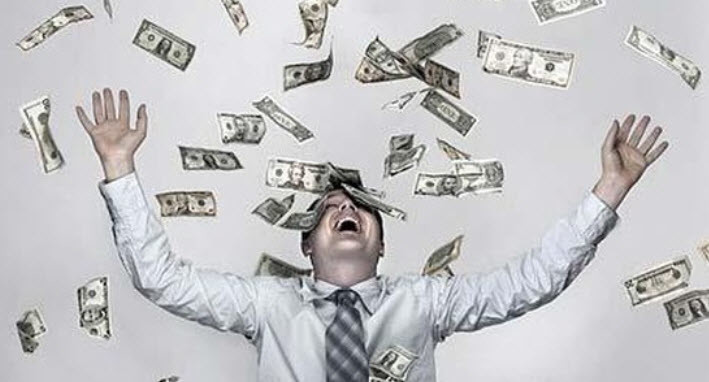 Lluvia de dinero, billetes, ganador